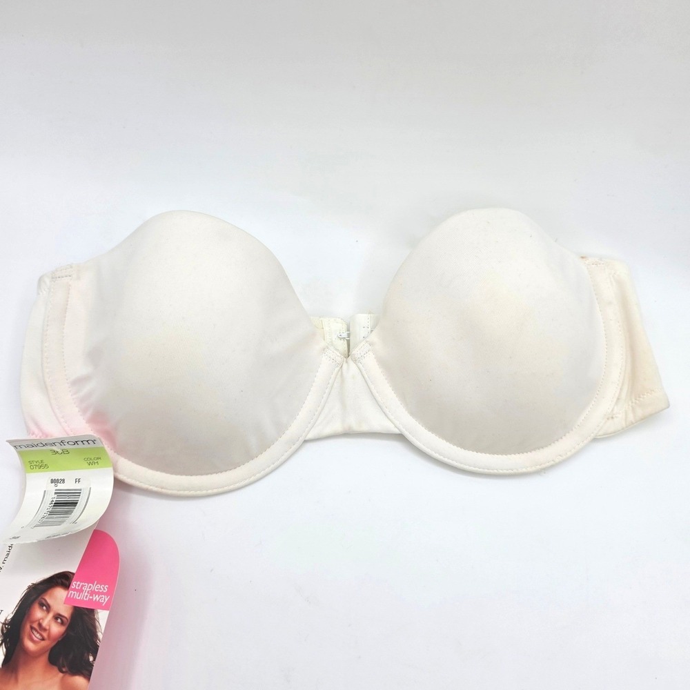 Maidenform One Fab Fit Bra White Strapless Multi-Way Women 36B